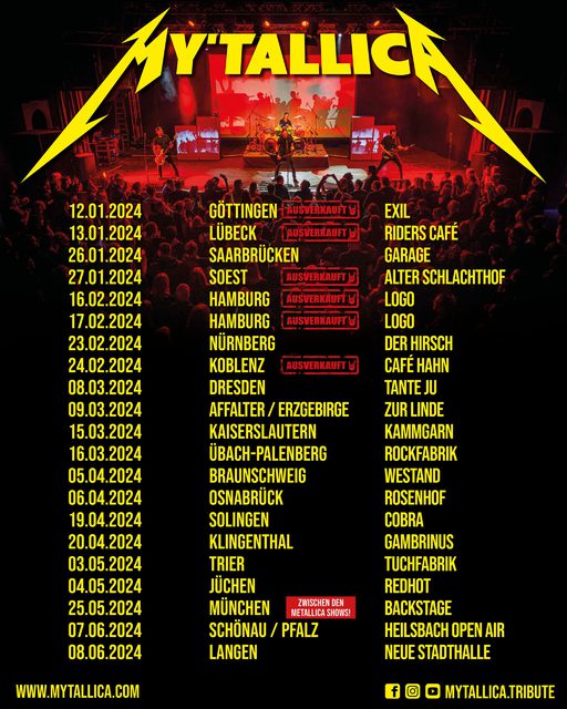 Mytallica Tribute Metallica Coverband 2024 Tourdaten Shows Flyer Fruehjahr Sommer Scaled