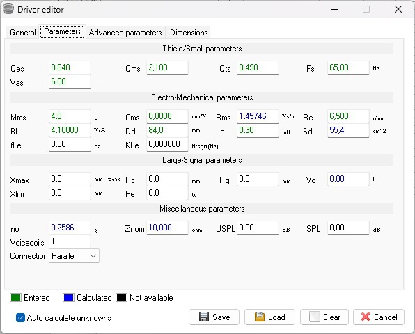 Parameterseite 1 SP-60W