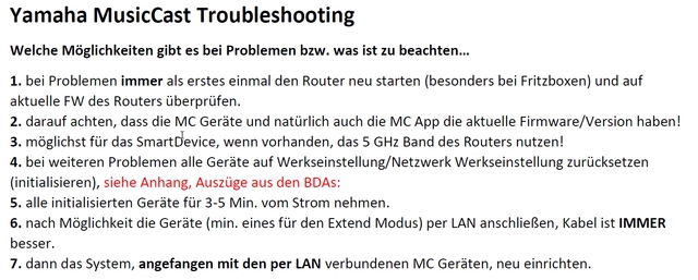 MusicCast Troubleshooting