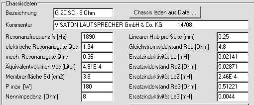 Chassis G20SC 8Ohm