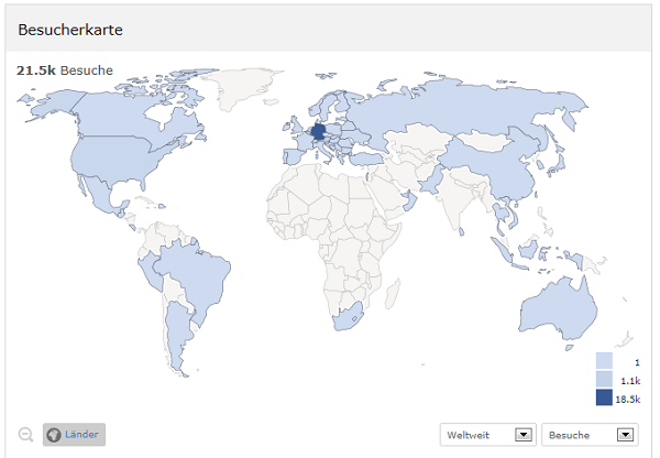 Weltkarte Zugriffe AV-Wiki