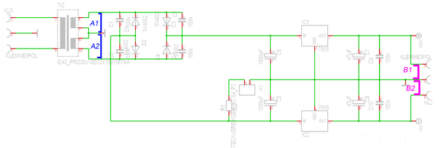 Schaltplan 2x15V Markiert