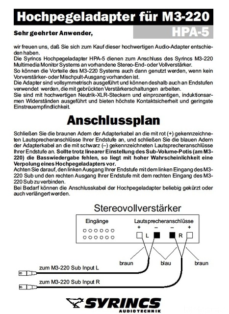 Syrincs Hochpegeladapter