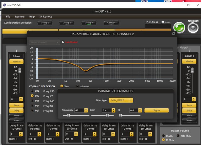 Einstellung Bassentzerrung Doppelbassdipol Per MiniDSP4x10HD