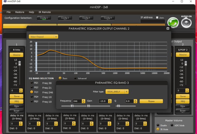 Einstellung Bassentzerrung Doppelbassdipol Per MiniDSP4x10HD