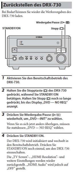 Pianocraft DRX-730 Reset