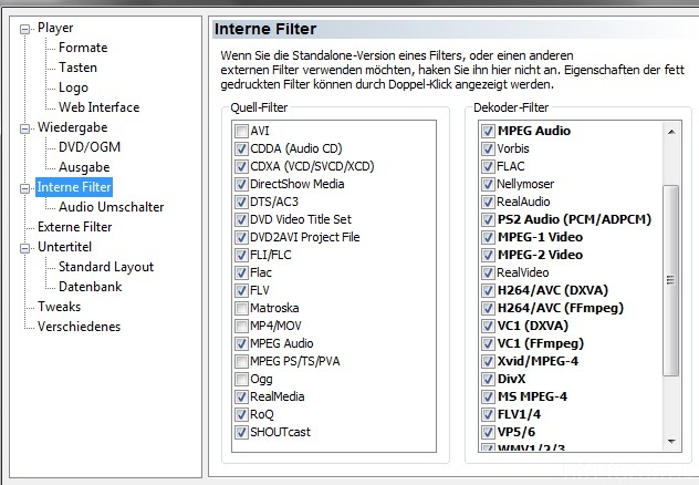 Interne Filter