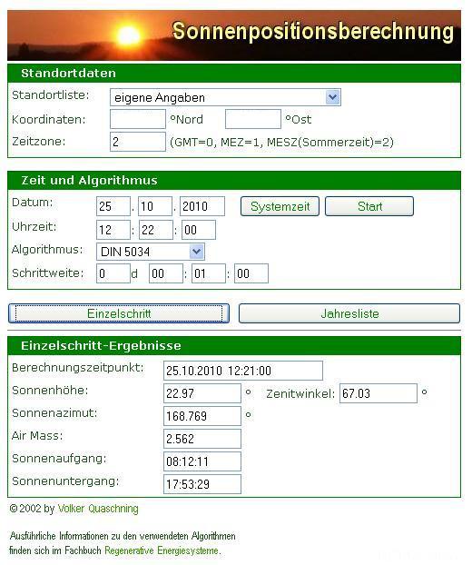 Sonnenstand Anonym