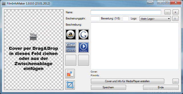 FilmInfoMaker Startbildschirm
