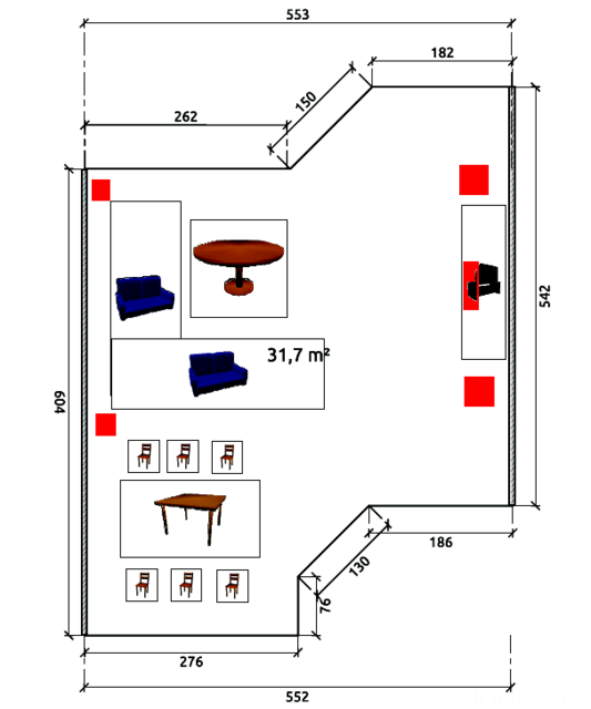 Skizze Wohnzimmer