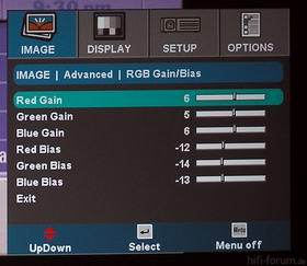 Optoma HD70 Menu Image Advanced RGB