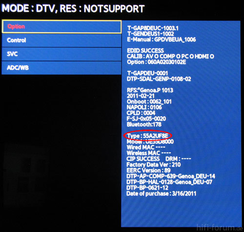 Samsung D8000 Menu