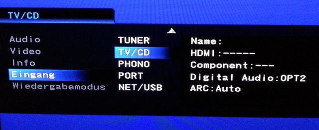 Einstellung HDMI ARC / Audio In Am AVR