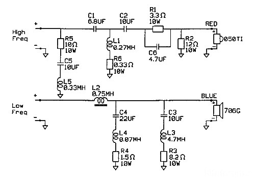 Weichenschema der JBL Ti-1000