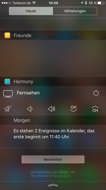 Logitech Harmony In Mitteilungszentrale