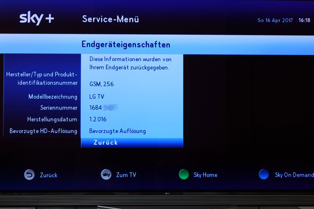 Endgerätewerte In Sky+-Receiver