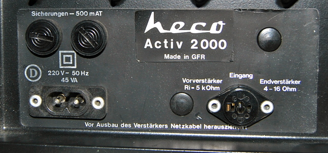 Anschlussfeld Heco Active 2000 Ohne K