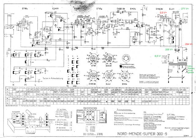 Schaltplan Nordmende Super 300-9 Mit Ist-Messwerten