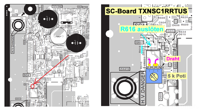 Modifizierung(R616-Poti) SC-Board TXNSC1RRTUS