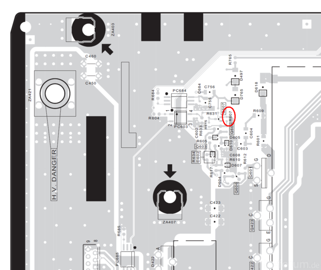 R607 - Platinenausschnitt Groß SC-BOARD TNPA5081 - TXNSC1LPUU(markiert)