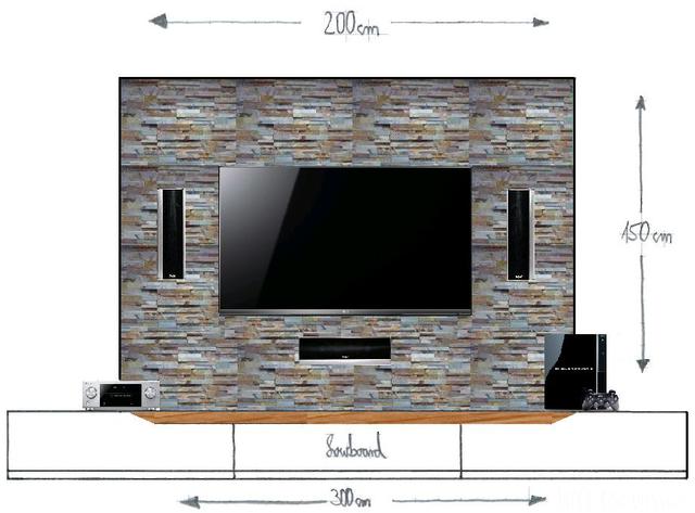 Vorbauwand für tv, center & frontspeaker material? tipps?, racks ...