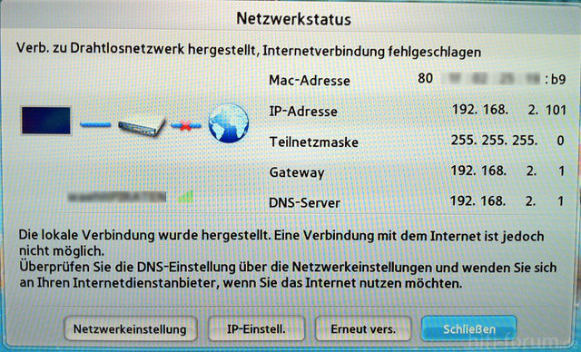 WLAN Netzwerk Selbsttest UE46D6200