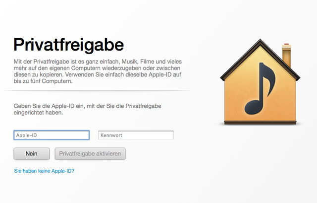 Privatfreigabe iTunes