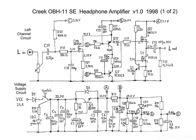 Creek Obh 11se Schematic Schaltplan Pcb V1 1998 Right Channel And Voltage Supply 87665