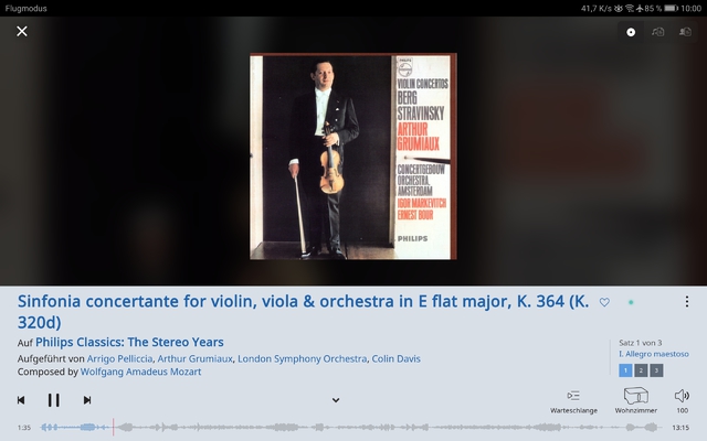 MOZART Sinfonie Concertante KV 364 - Grumiaux, Davis, LSO