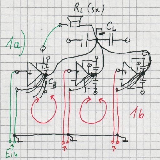 Skissze Masseführung 3-Weg-Verstärker