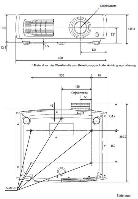 Maße Der EPSON 3x00 Serie