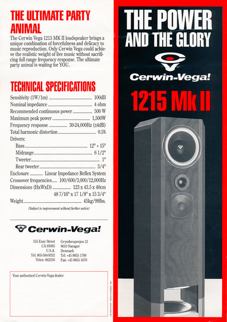 Cerwin Vega 1215 MKII - Prospekt