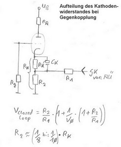 Aufteilung Kathodenwiderstand bei Gegenkopplung