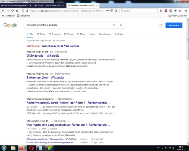 Google Suche: Zwischenschichtfreie Kathode