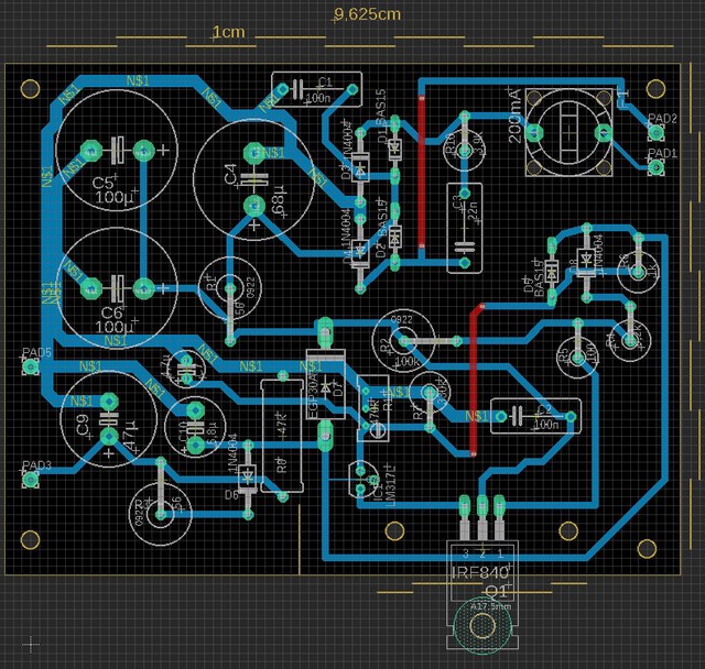 HV-Netzteil Maida-Topologie Eagle-Board (Entwurf Layout)