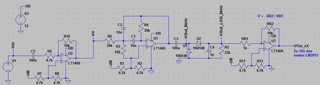 LTSpice: SpectrumAnalyzer, 8kHz, Transient, mit Nachverstaerker