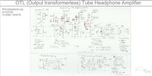 OTL HeadphoneAmp 6080, ECF82 (EndVersion, Schematic, Amp)