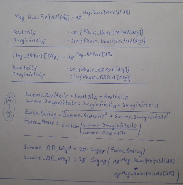 Pegel Addition / Formeln / Rechenvorschriften / Excel