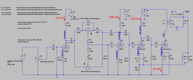 Schematic 12DT8 u PCL82 SE-Amp mit DC-Arbeitspunkten