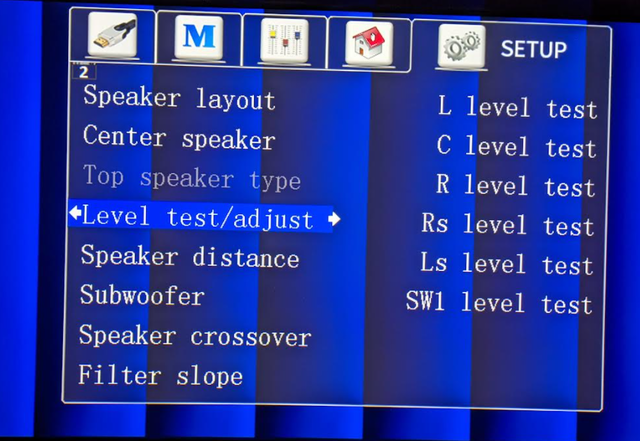 IOTAVX17 Level test/adjust menu