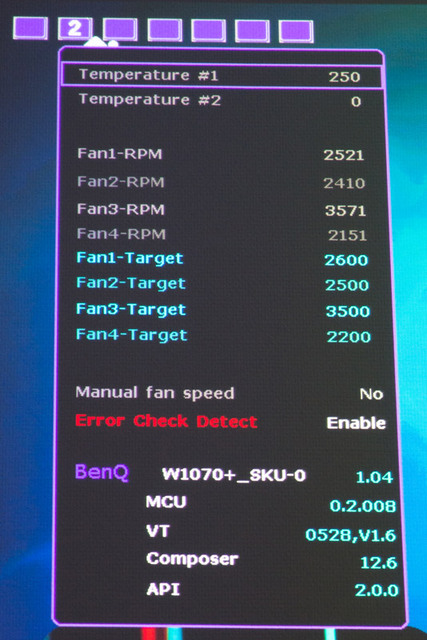 Fan-Einstellungen BenQ W1070+