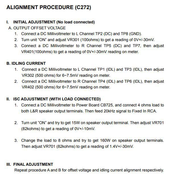 ISC Adjustment NAD C272