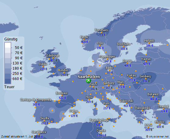 Scn Eur Uk  Billigfluge Von Saarbrucken Flughafen Karte Preise