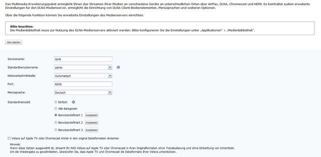 DLNA Medienserver Erweitert