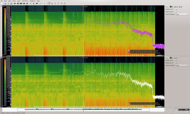 0.4mvs20m-Audiocable-Led-Zep-Song-remains-13sec-Spectrogram-plus-Spectrum