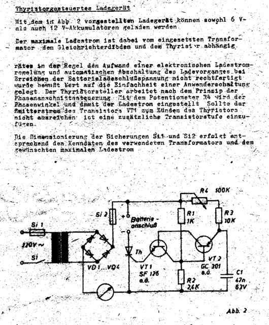 Ladeschaltung Pb Akku Thyristor Ddr