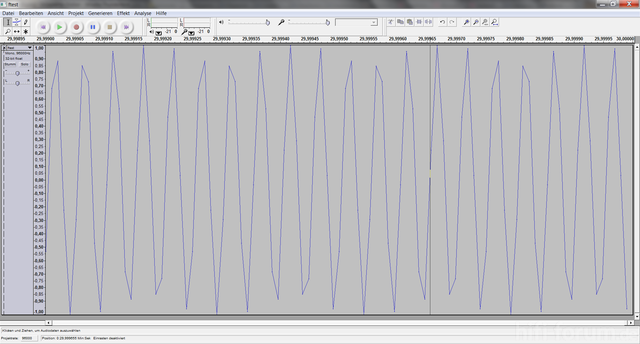 PCM-Beispiel, 20kHz Sinus, 1ms, Sampling-Rate 96kHz