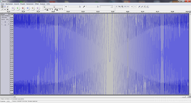 Spektrogram Sinus-Sweep 10-80kHz, 30Sekunden, T=29,25-29,85