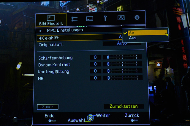 Lite Magazin   JVC DLA X500 Menü   4K E Shift MBR2306