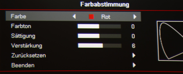 Optoma HD27   Menü Farbabstimmung Farbraum